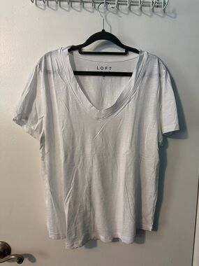 LOFT White V-Neck Tee Shirt